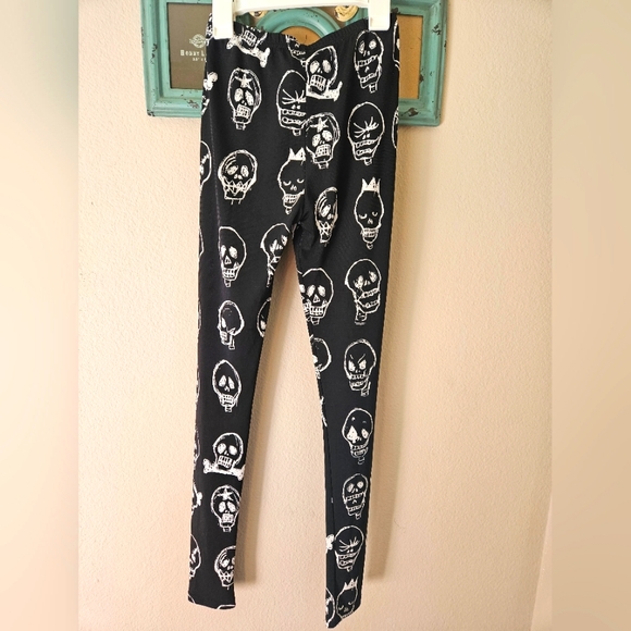 Halloween Style Women Skull Heads Pattern Print Yoga Trousers High Waist Legging - Picture 4 of 6